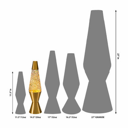 14.5″ LAVA Lamp Rainbow Glitter – Clear/Gold - US 9835